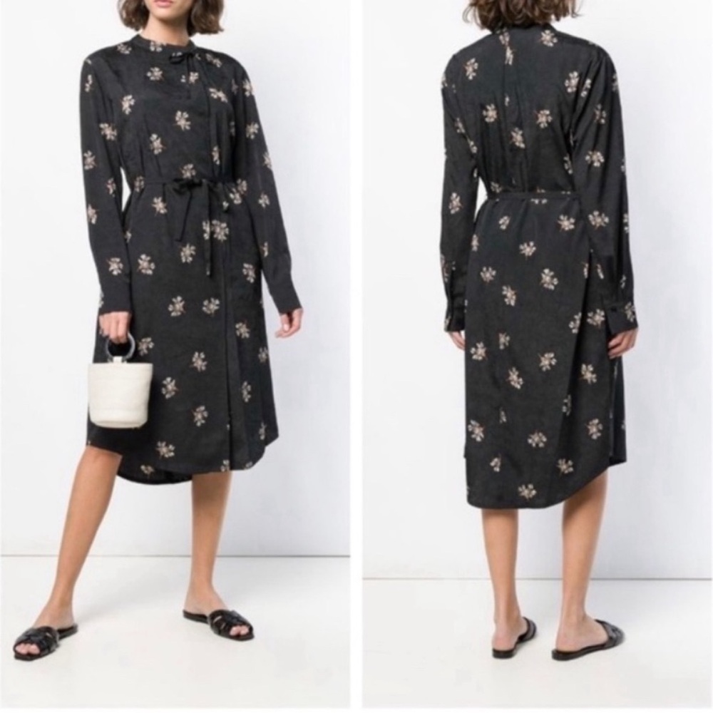 Vince Tossed Bouquet Floral Tie Neck Dress